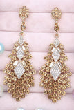 Sparkly Golden Teardrop Party Drop Earrings with Rhinestones