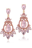 Sparkly Pink Vintage Party Drop Earrings with Rhinestones