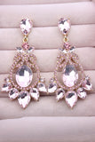 Sparkly Pink Vintage Party Drop Earrings with Rhinestones