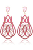 Sparkly Fuchsia Prom Drop Earrings with Rhinestones