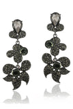 Sparkly Golden Flower Shaped Prom Drop Earrings with Rhinestones