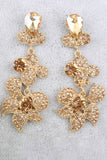 Sparkly Golden Flower Shaped Prom Drop Earrings with Rhinestones