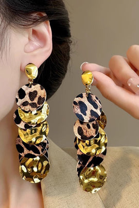 Fashion Golden Leopard Print Prom Drop Earrings