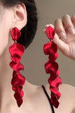 Fashion Red Petal Layered Prom Drop Earrings