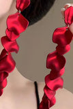 Fashion Red Petal Layered Prom Drop Earrings
