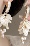 Sparkly White Prom Drop Earrings with Pearls