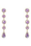 Sparkly Purple Long Prom Drop Earrings with Rhinestones
