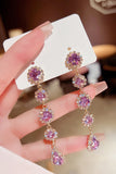Sparkly Purple Long Prom Drop Earrings with Rhinestones