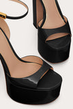 Black Open Toe Chunky Prom High Heels