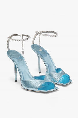 Sparkly Blue Stilettos Prom High Heels with Rhinestones