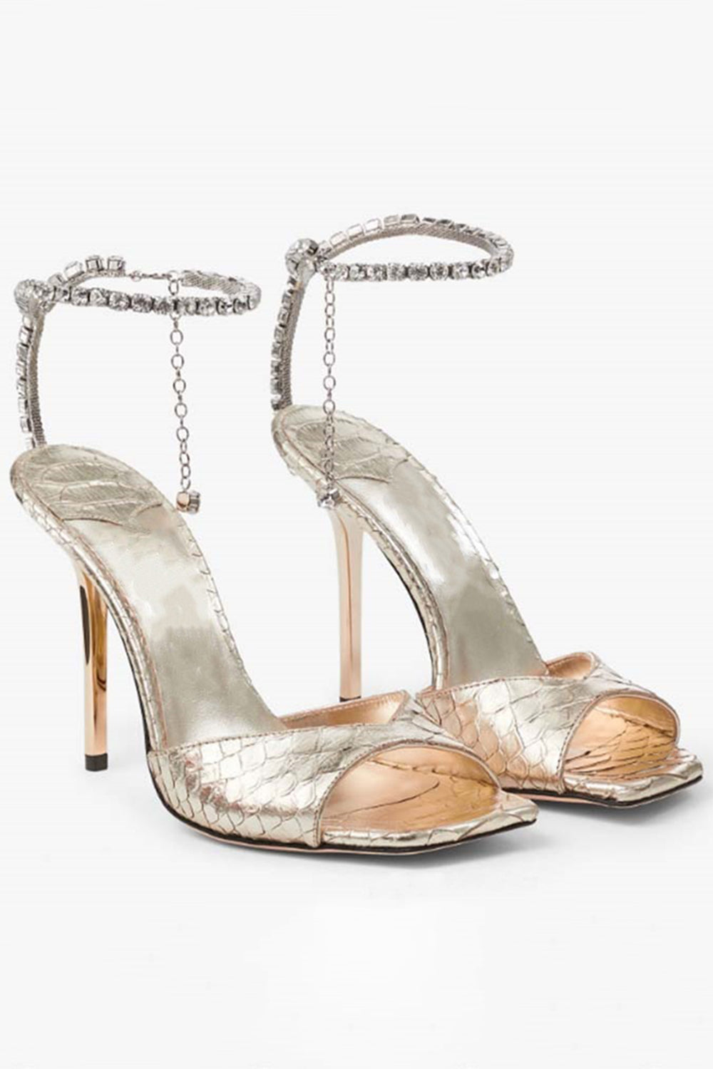 Sparkly Blue Stilettos Prom High Heels with Rhinestones