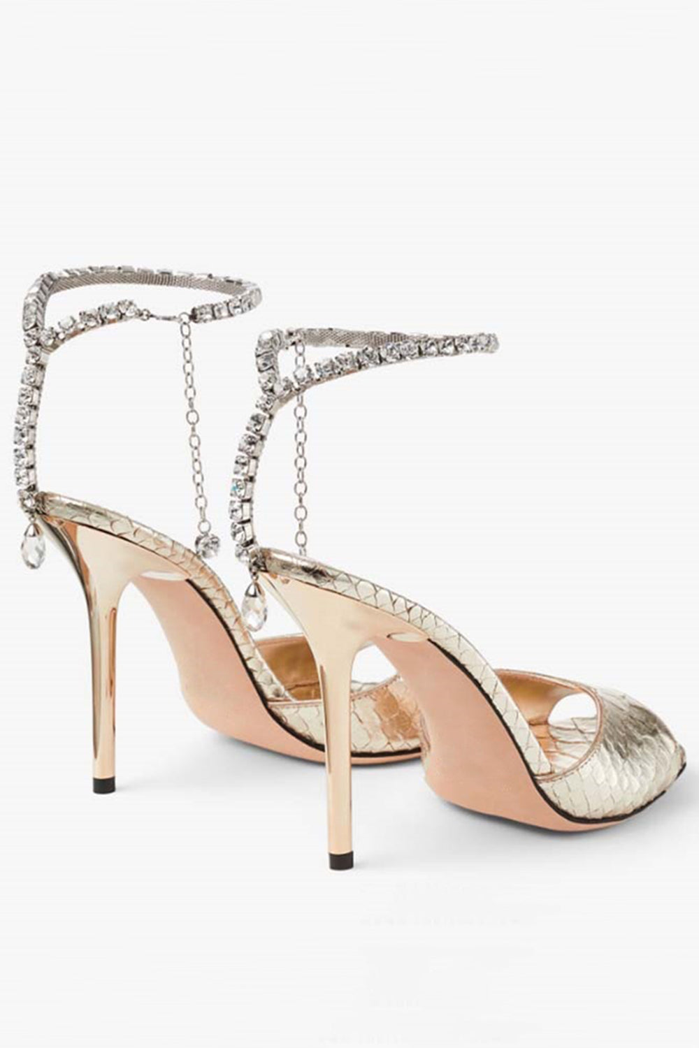 Sparkly Blue Stilettos Prom High Heels with Rhinestones