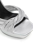 Silver Chunky Open Toe Prom High Heels