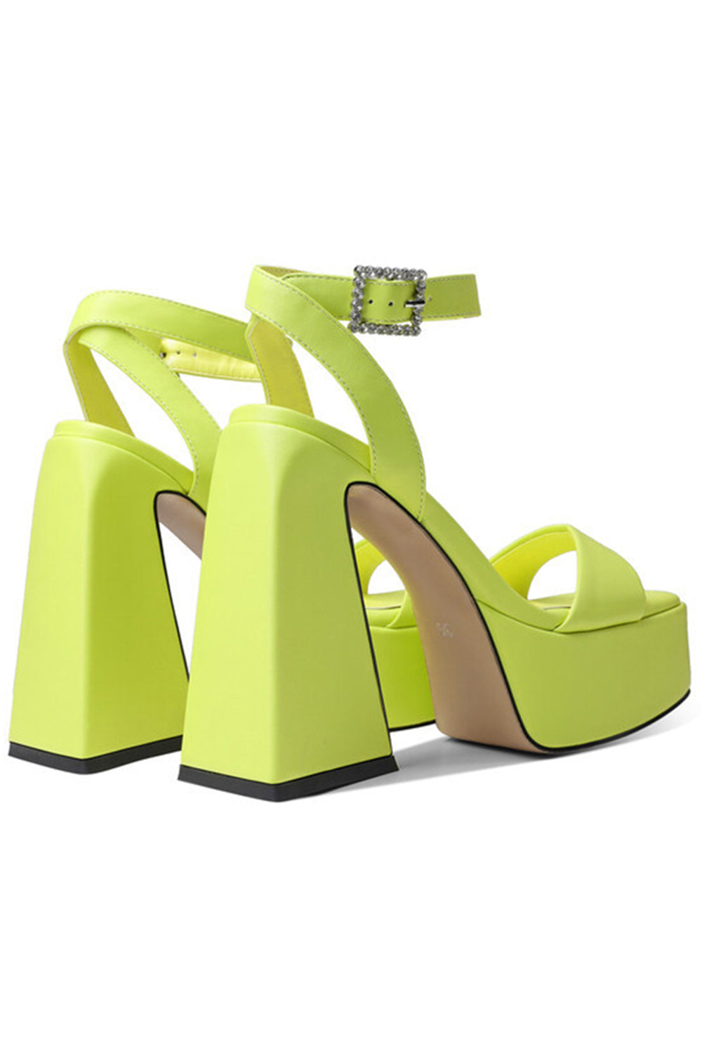 Green Chunky Open Toe Prom High Heels