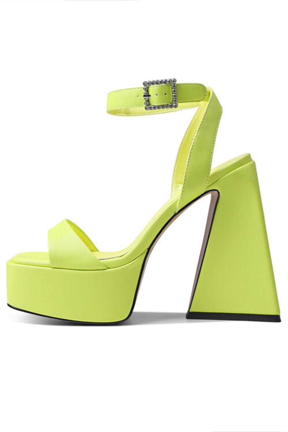Green Chunky Open Toe Prom High Heels