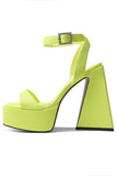 Green Chunky Open Toe Prom High Heels
