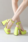 Green Chunky Open Toe Prom High Heels