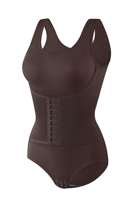 Coffee Push Up Tummy Control Buckle Waist Shapewear