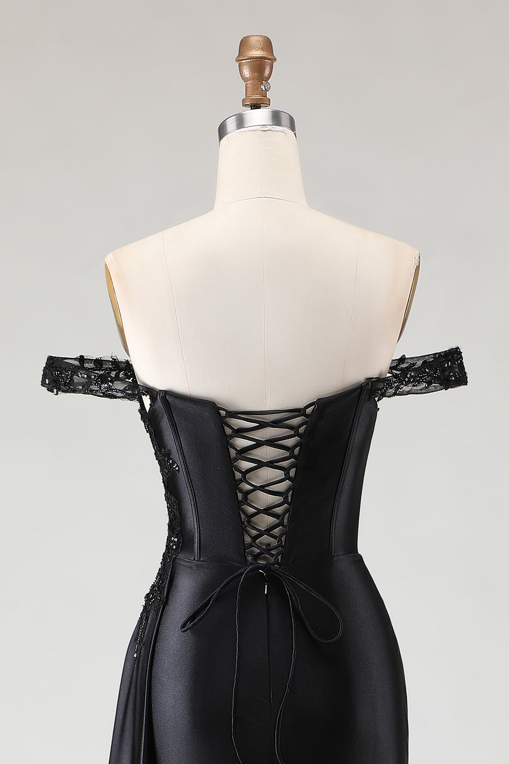 Sparkly Black Off the Shoulder Mermaid Long Prom Dress with Slit