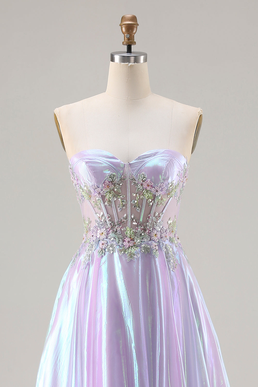 Sparkly Purple Sweetheart A Line Long Corset Prom Dress with Appliques