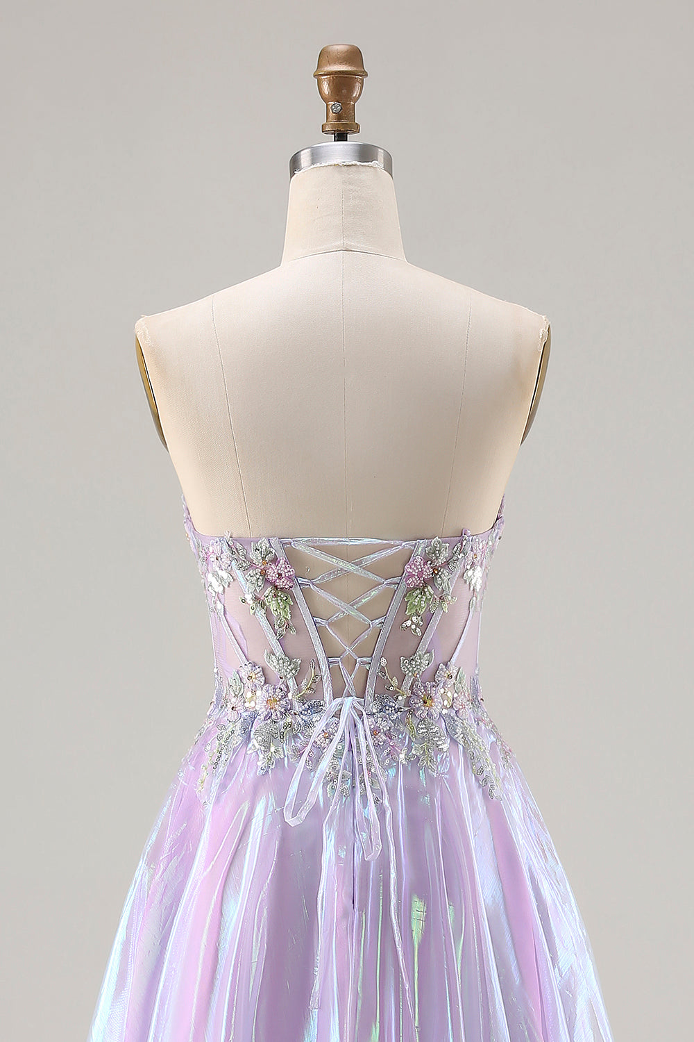 Sparkly Purple Sweetheart A Line Long Corset Prom Dress with Appliques