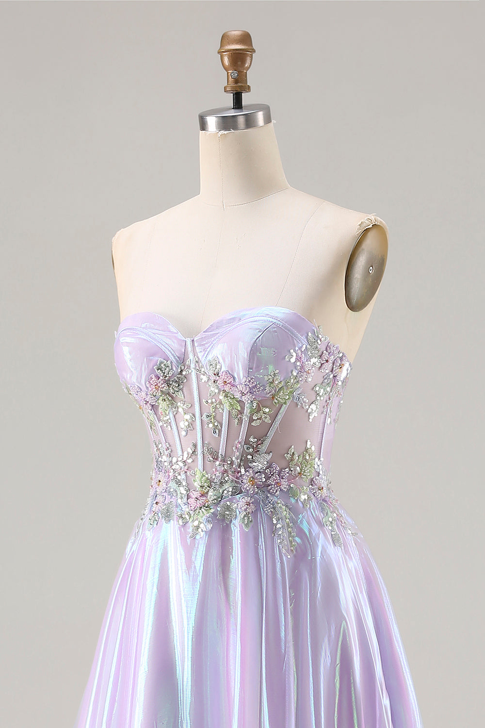 Sparkly Purple Sweetheart A Line Long Corset Prom Dress with Appliques