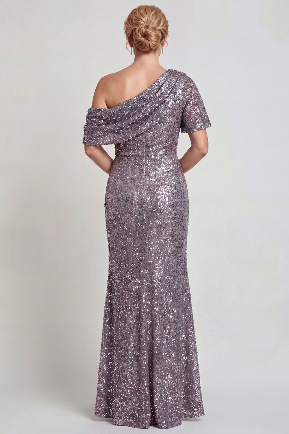Sparkly Champagne Sequins Mermaid One Shoulder Long Mother of the Bride Dress