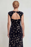 Sparkly Black Silver Mermaid Velvet Sequin Long Mother of the Bride Dress with Slit