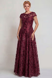 Sparkly Navy Sequins Boat Neck A Line Long Mother of the Bride Dress with Sleeves