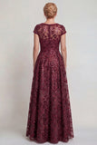 Sparkly Navy Sequins Boat Neck A Line Long Mother of the Bride Dress with Sleeves