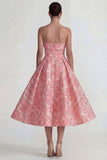 A Line Blush Jacquard Long Floral Wedding Guest Dress