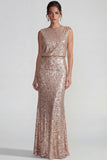 Champagne Mermaid Long Sparkly Sequin Wedding Guest Dress