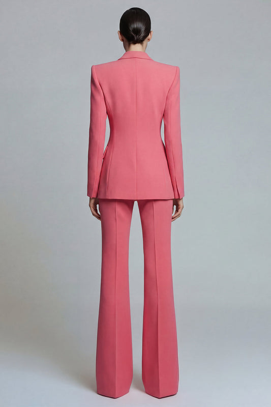 Coral Peak Lapel Double Breasted 2 Piece Business Suits