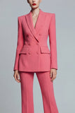Coral Peak Lapel Double Breasted 2 Piece Business Suits