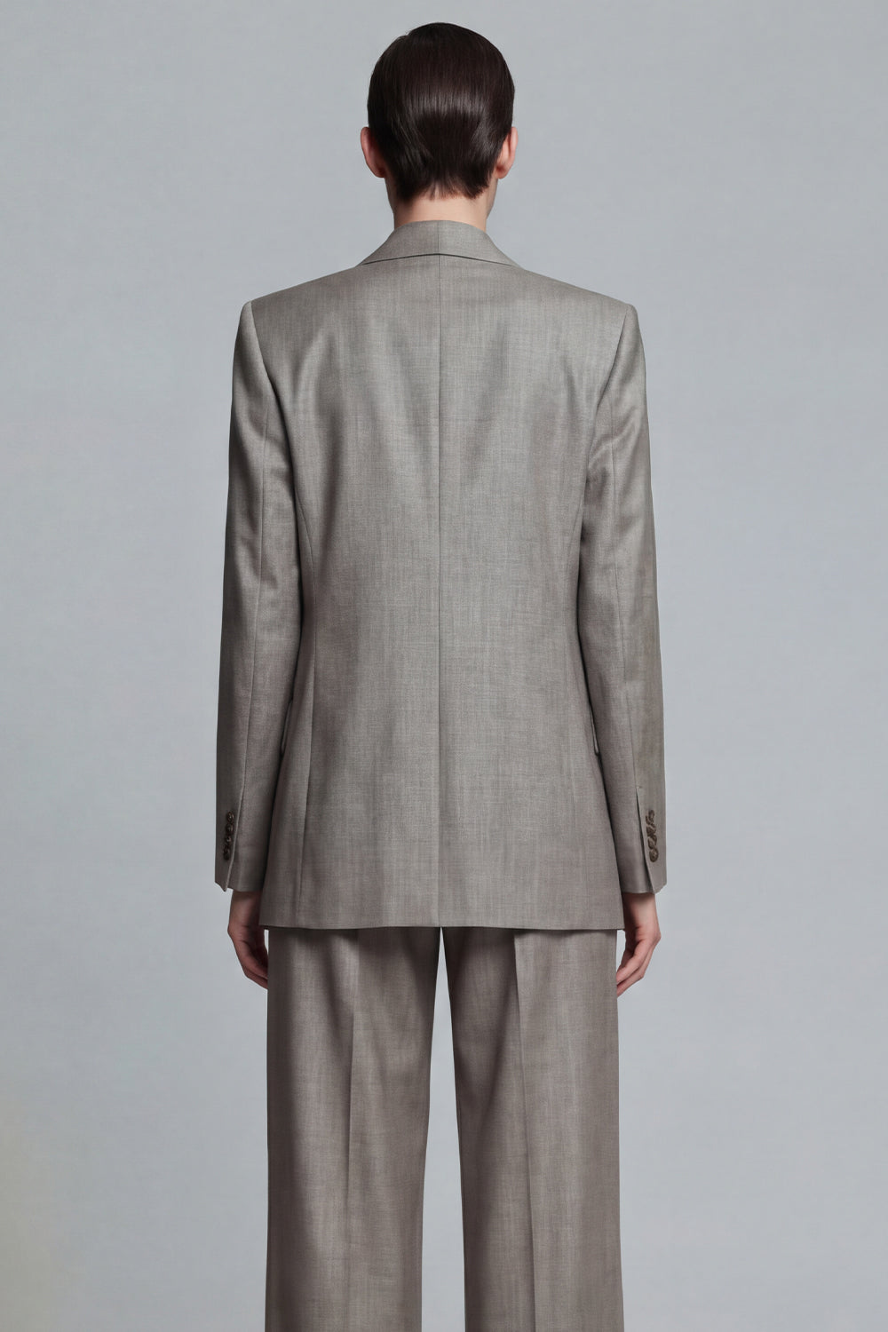 Grey Wide Leg 2 Piece Single Breasted Peak Lapel Business Suits with Pockets