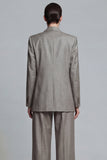 Grey Wide Leg 2 Piece Single Breasted Peak Lapel Business Suits with Pockets