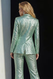 Sparkly Green 2 Piece Sequin Peak Lapel One Button Prom Suits