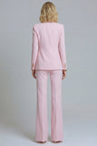 Pink Peak Lapel Wide Leg 2 Piece Prom Suits with Buttons