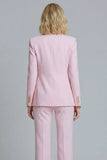 Pink Peak Lapel Wide Leg 2 Piece Prom Suits with Buttons