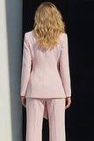 2 Piece Pink Peak Lapel Wide Leg Business Suits with Sash