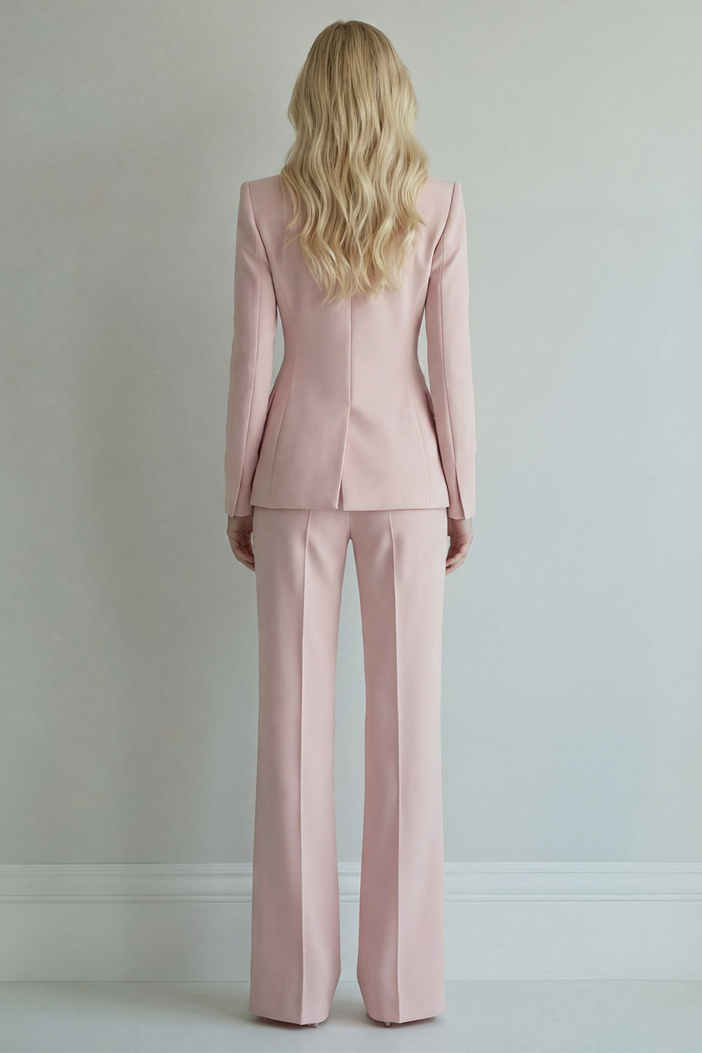 Grey Pink Single Breasted 2 Piece Peak Lapel Business Suits with Pockets