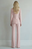 Grey Pink Single Breasted 2 Piece Peak Lapel Business Suits with Pockets