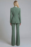 Grey Green Slim Fit Shawl Lapel 2 Piece Single Breasted Business Suits