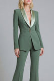 Grey Green Slim Fit Shawl Lapel 2 Piece Single Breasted Business Suits