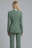 Grey Green Slim Fit Shawl Lapel 2 Piece Single Breasted Business Suits