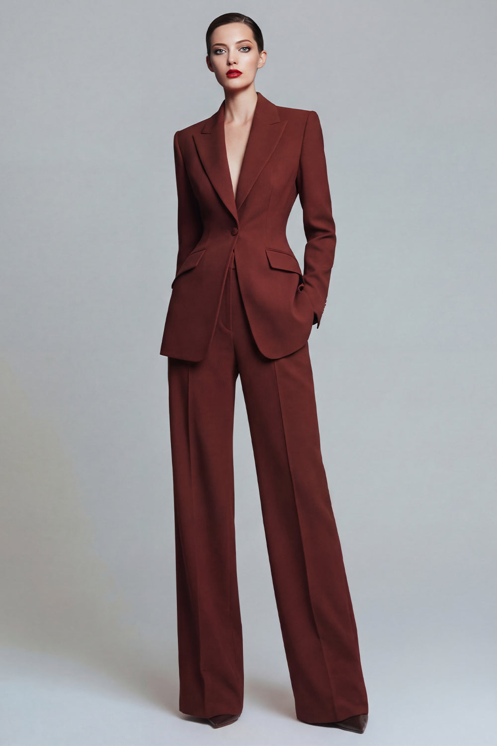 Burnt Orange 2 Piece Peak Lapel Single Breasted Prom Suits