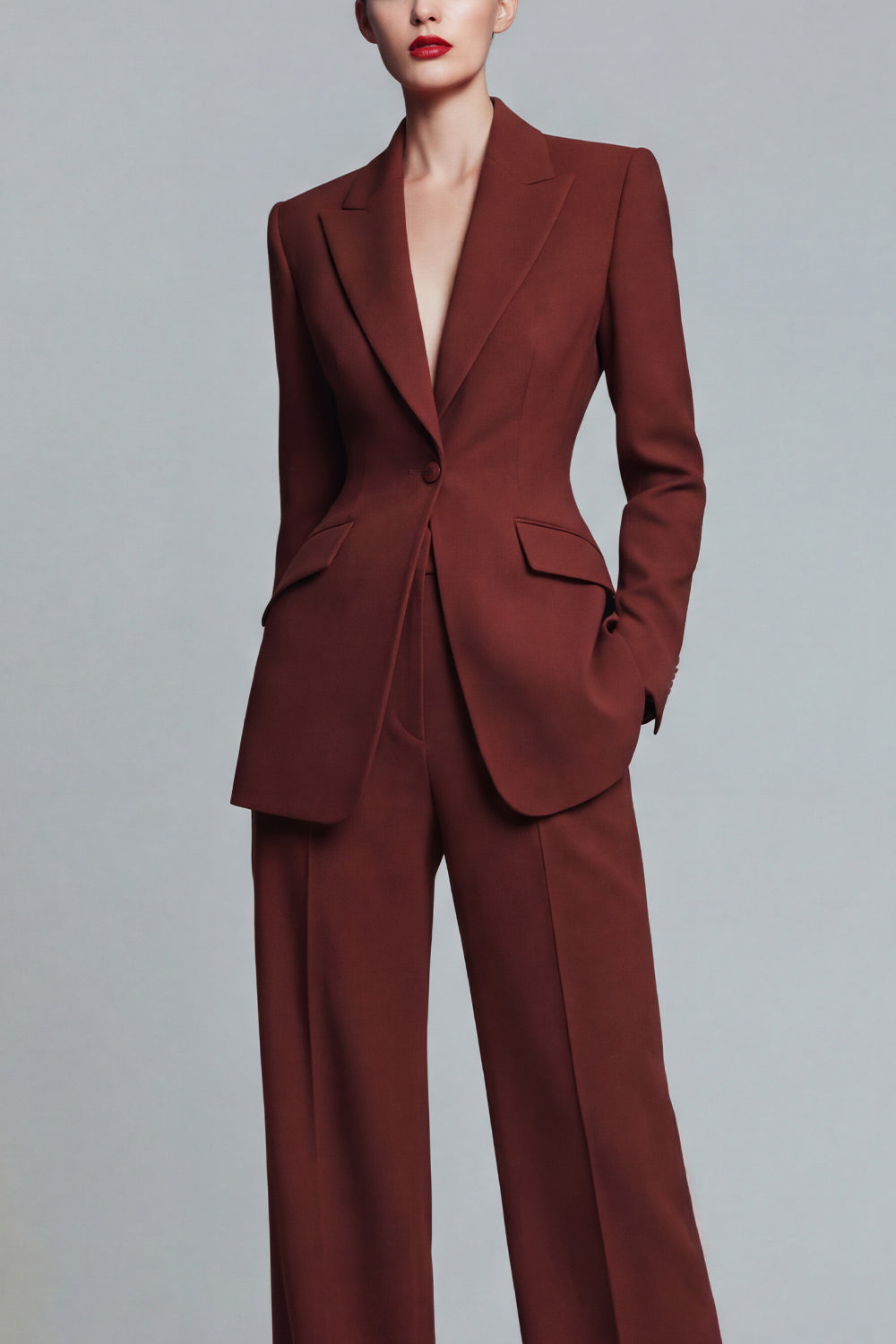 Burnt Orange 2 Piece Peak Lapel Single Breasted Prom Suits