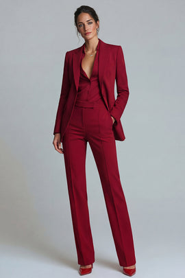 Burgundy 2 Piece Single Breasted Peak Lapel Prom Suits