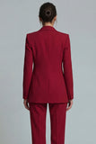 Burgundy 2 Piece Single Breasted Peak Lapel Prom Suits