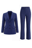 Khaki Peak Lapel 2 Piece Flared Single Breasted Business Suits with Pockets